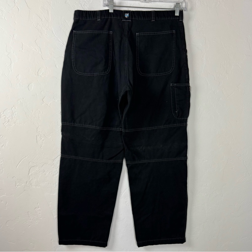 VTG Y2K Alf Kuhl Denim Jeans Pants Solid Black Wash Wide Leg Baggy Skater Cotton - Picture 2 of 12